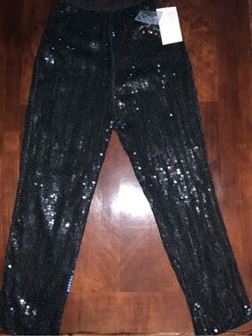 Black Sequin Women’s Pull-On Pants By Royal Medium